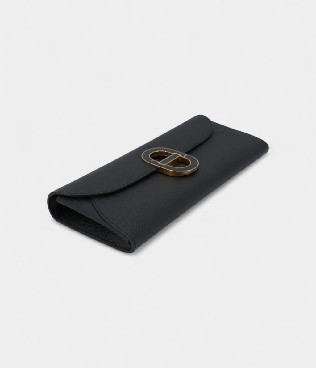 HERMÈS Maillon To Go wallet Black Epsom Enamel hardware