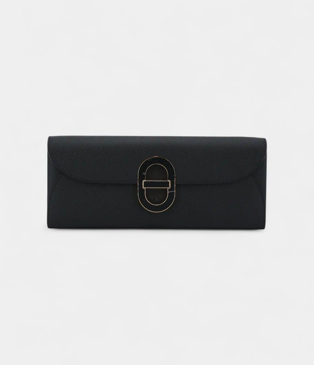 HERMÈS Maillon To Go wallet Black Epsom Enamel hardware