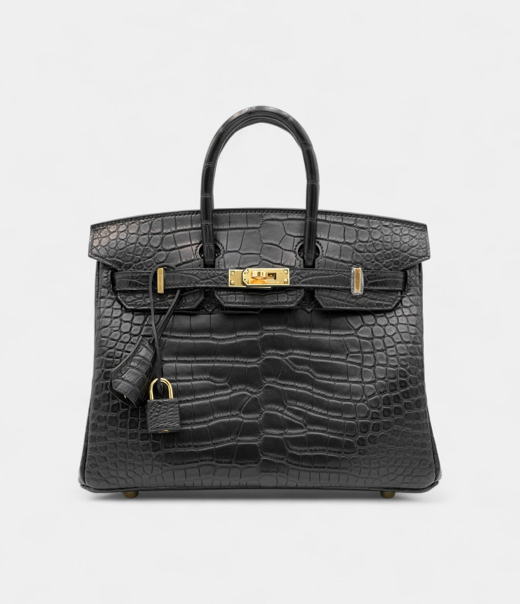 HMBlack Matte Alligator BK 25 Gold Hardware