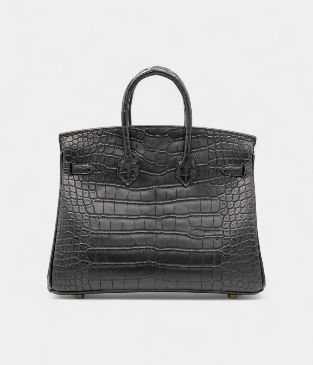 HMBlack Matte Alligator BK 25 Gold Hardware