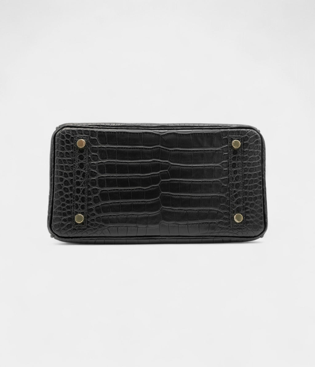 HMBlack Matte Alligator BK 25 Gold Hardware