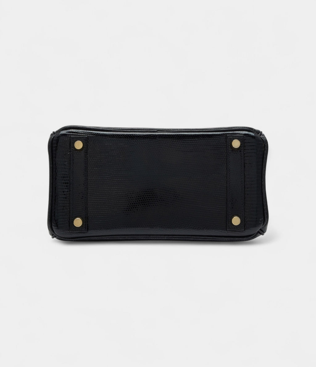 HMBlack Niloticus Lizard BK 25 Gold Hardware