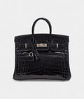 HMBlack Shiny Niloticus Crocodile BK 25 Palladium Hardware