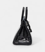 HMBlack Shiny Niloticus Crocodile BK 25 Palladium Hardware