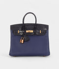 HMBleu Saphir Novillo and Bleu Marine Matte Alligator BK Touch 25 Rose Gold Hardware