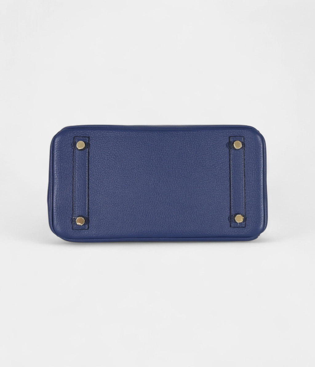 HMBleu Saphir and Gris Mouette Taurillon Novillo Verso BK 25 Gold Hardware