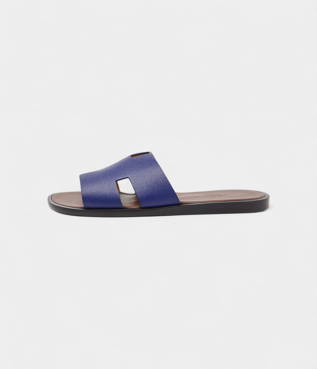 Hermes Blue Leather Izmir Flat Sandals 42 EU