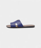 Hermes Blue Leather Izmir Flat Sandals 42 EU