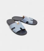 Hermes Blue Leather Izmir Flat Sandals 42 EU