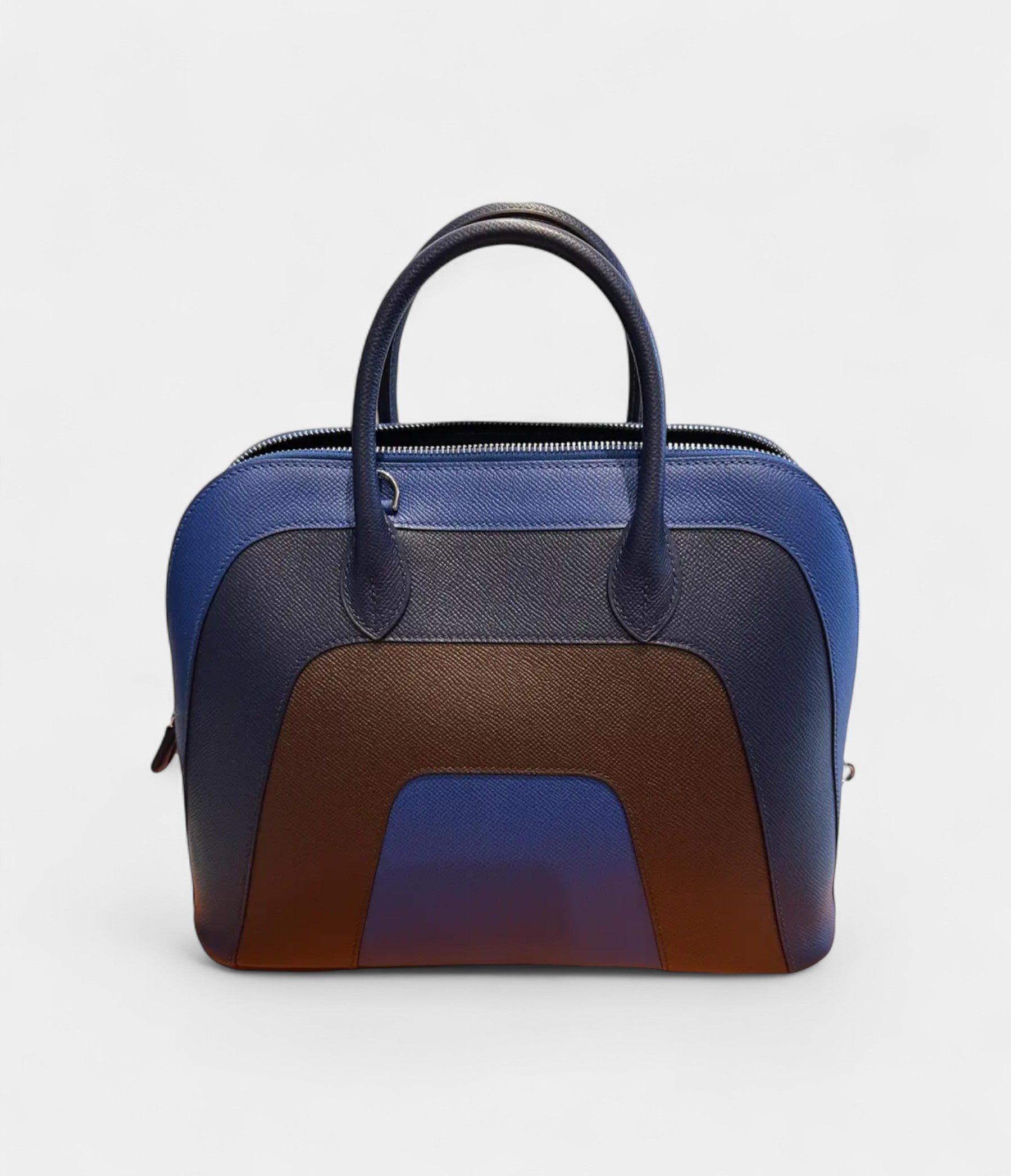 HMBolide 1923 25 Bag in Blue, Black, and Brown Epsom Leather – Handmade Tricolor Edition
