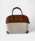 HMBolide 1923 30 Bag in Toile and Brown Leather – Handmade Canvas & Leather Handbag