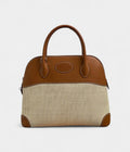 HMBolide 31 Bag in Striped Canvas and Brown Leather – Handmade Classic Tote
