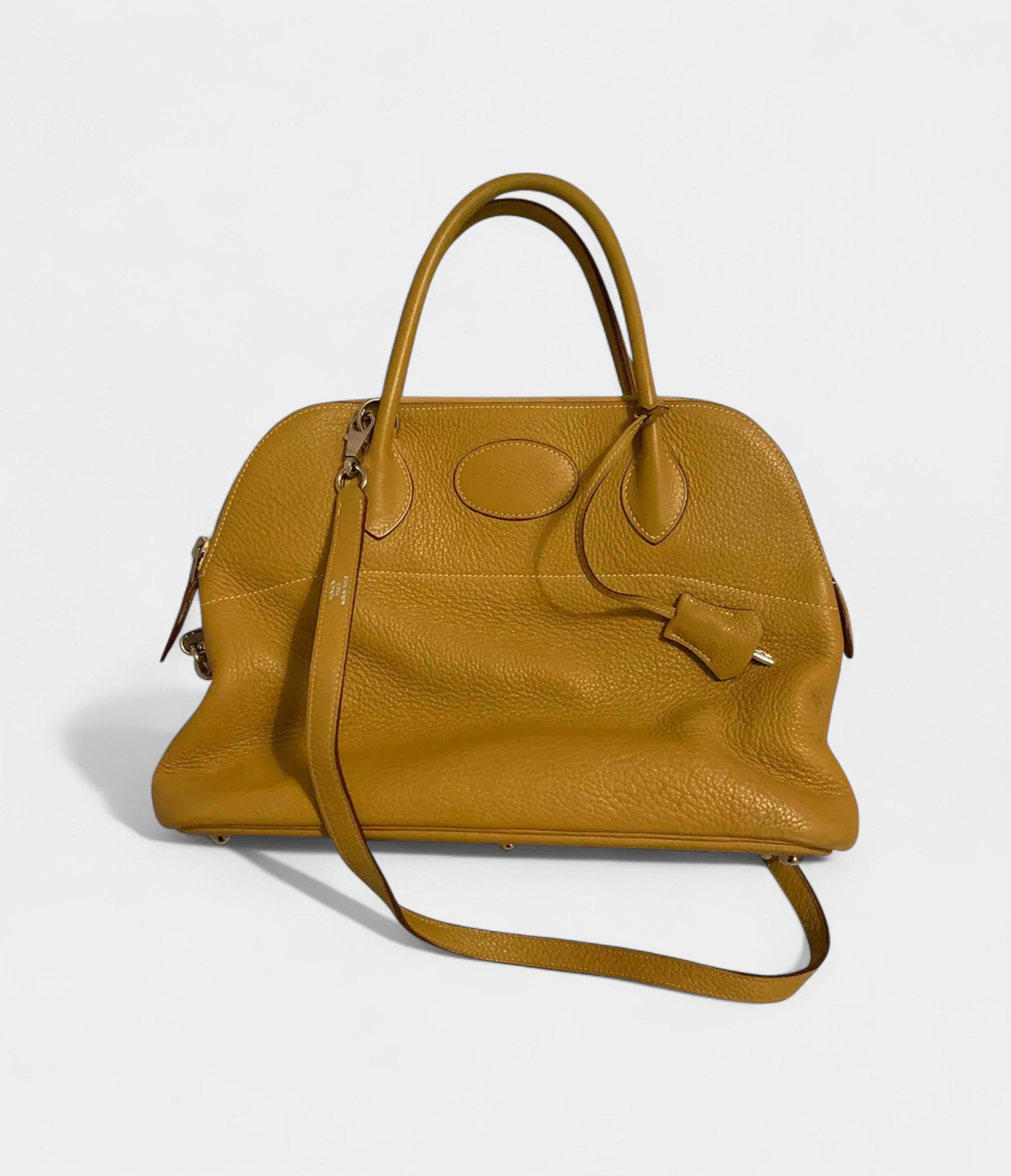 HMBolide 35 Bag in Mustard Clemence Leather – Handmade Shoulder Handbag