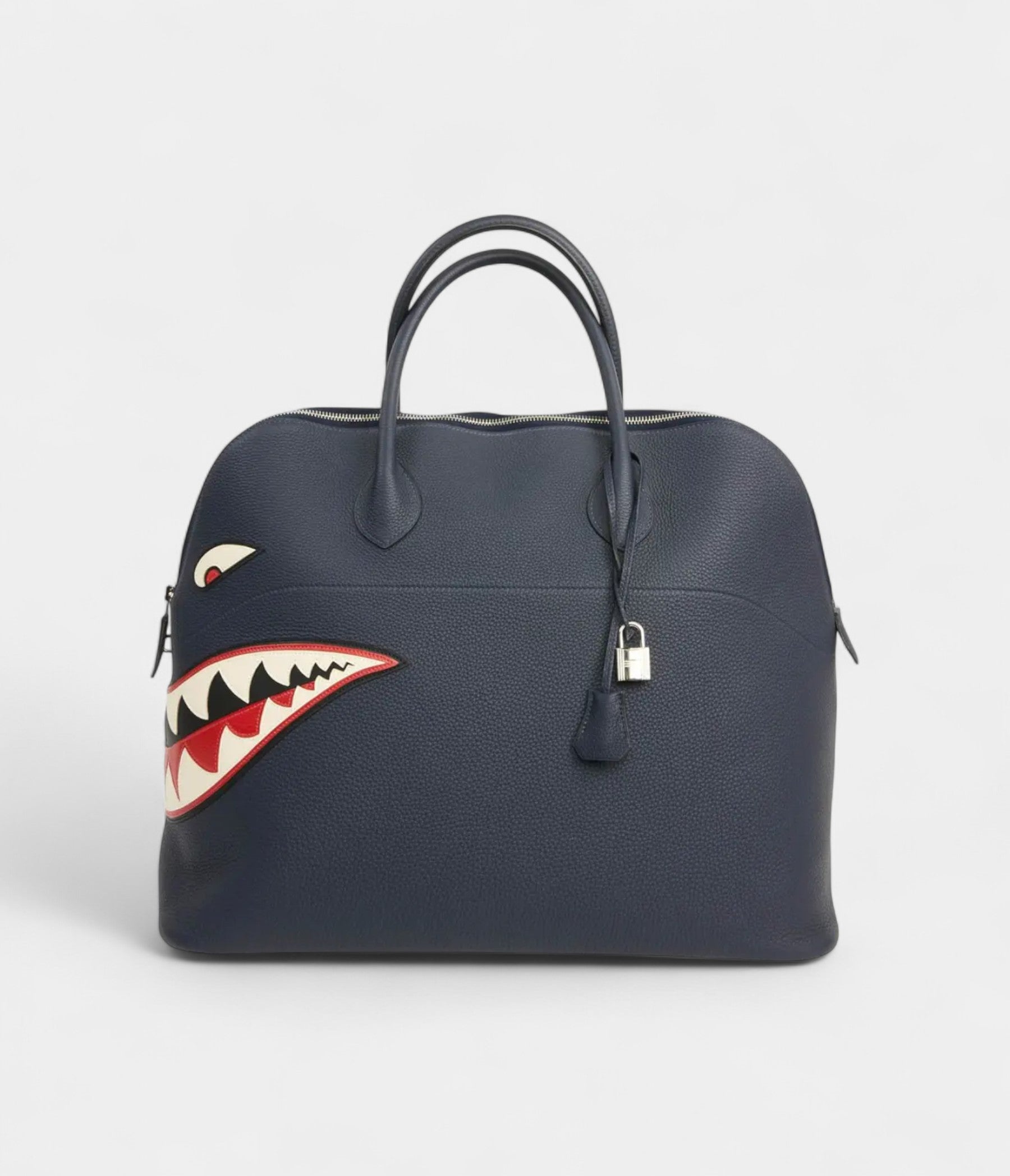 HMBolide 45 Shark Bag in Navy Blue Clemence Leather – Handmade Limited Edition