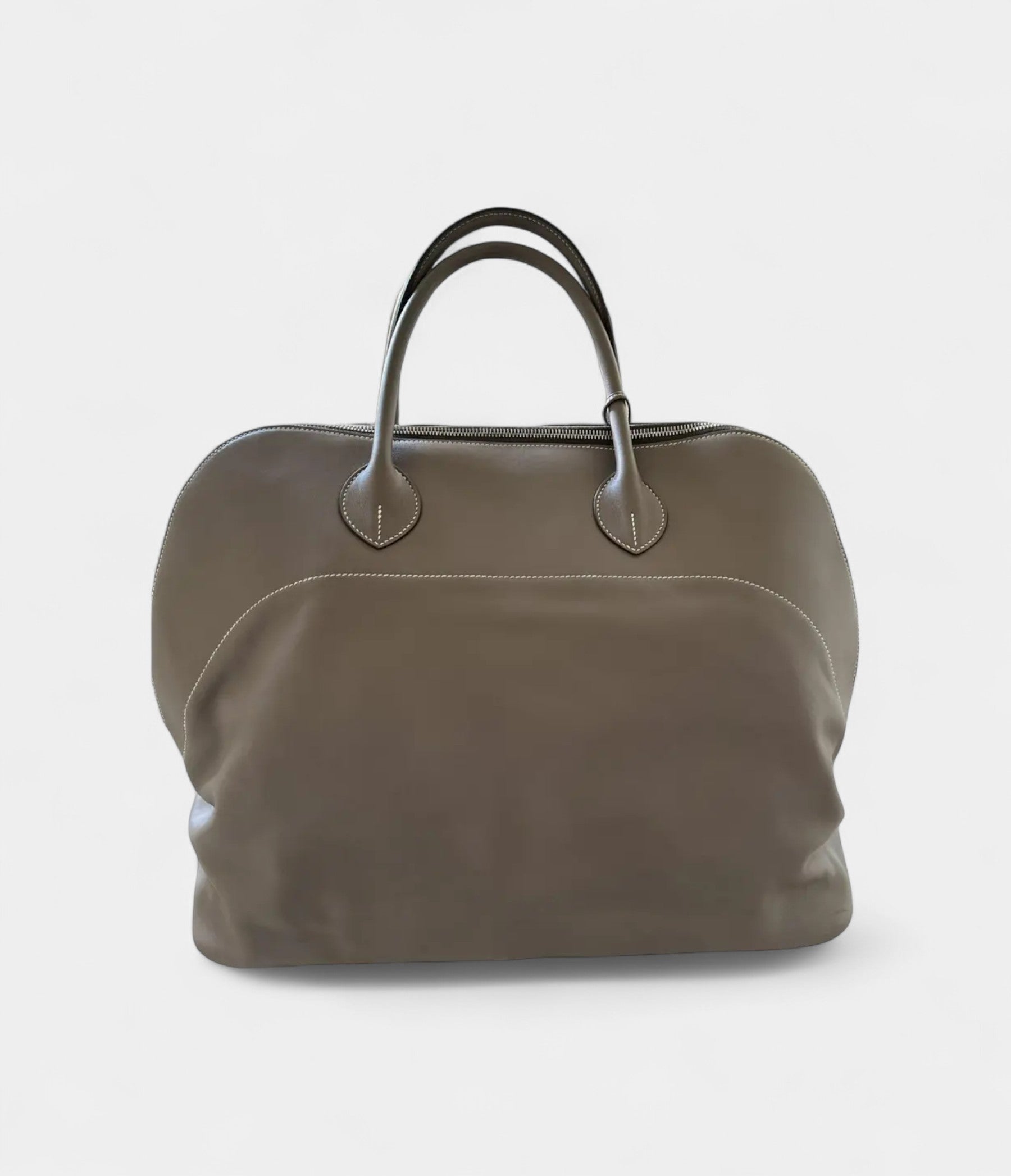 HMBolide 45 Travel Bag in Grey Leather – Handmade Weekender Bag