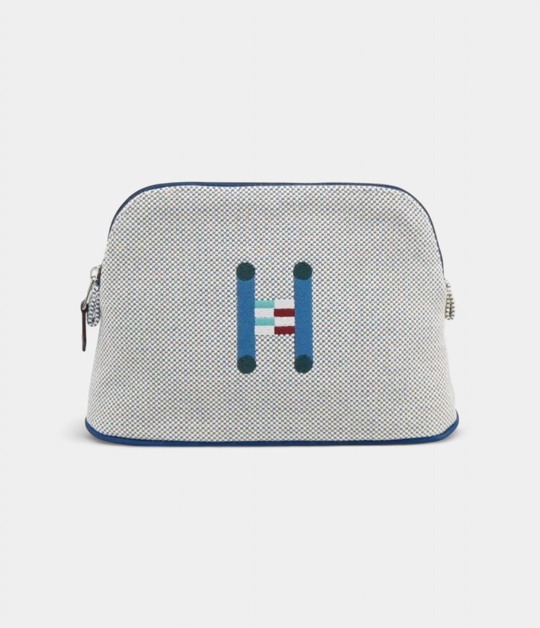 HMBolide MM Pouch in Embroidered Canvas – Handmade Toiletry Bag with H Motif