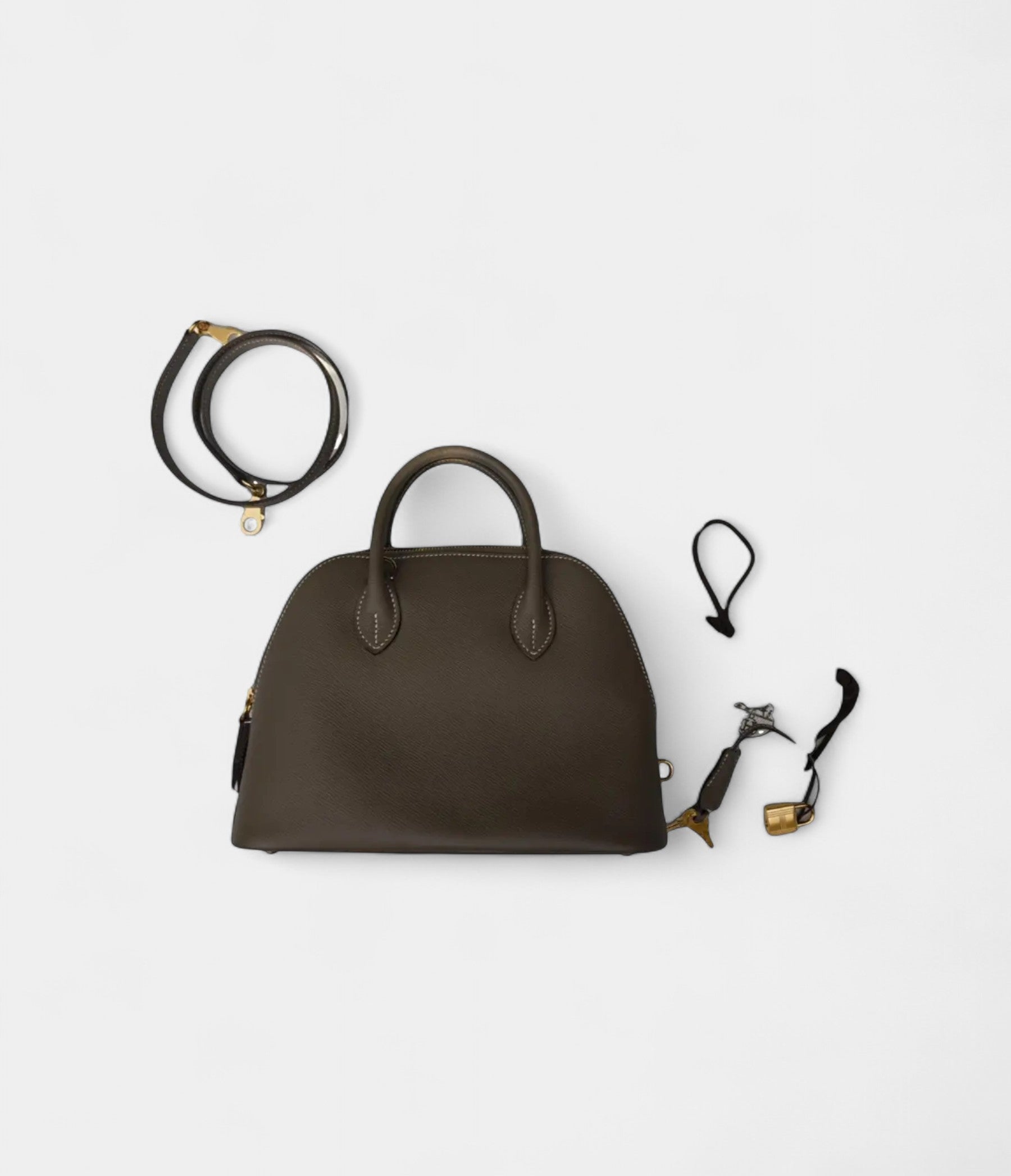 HMBolide Mini Bag in Grey Leather – Handmade with Full Accessories