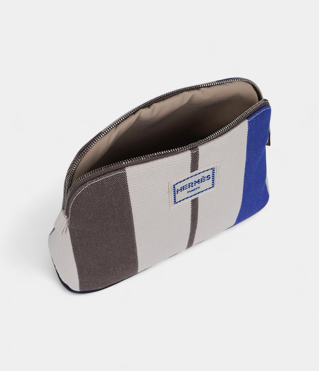 HMBolide Mini Travel Case in Rocabar Stripes Azur and Etoupe