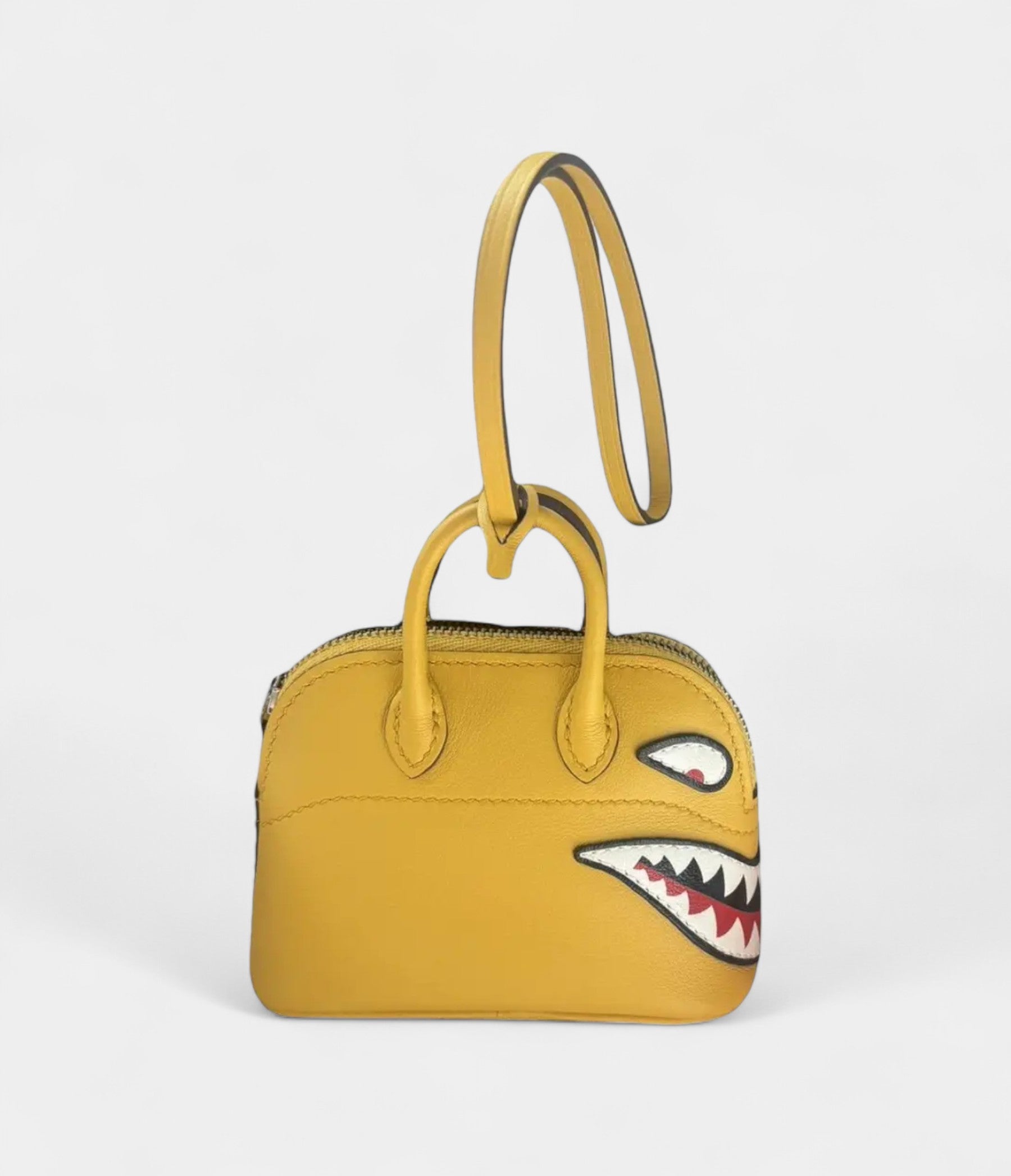 HMBolide Nano Bag in Yellow Leather with Shark Motif – Handmade Limited Edition