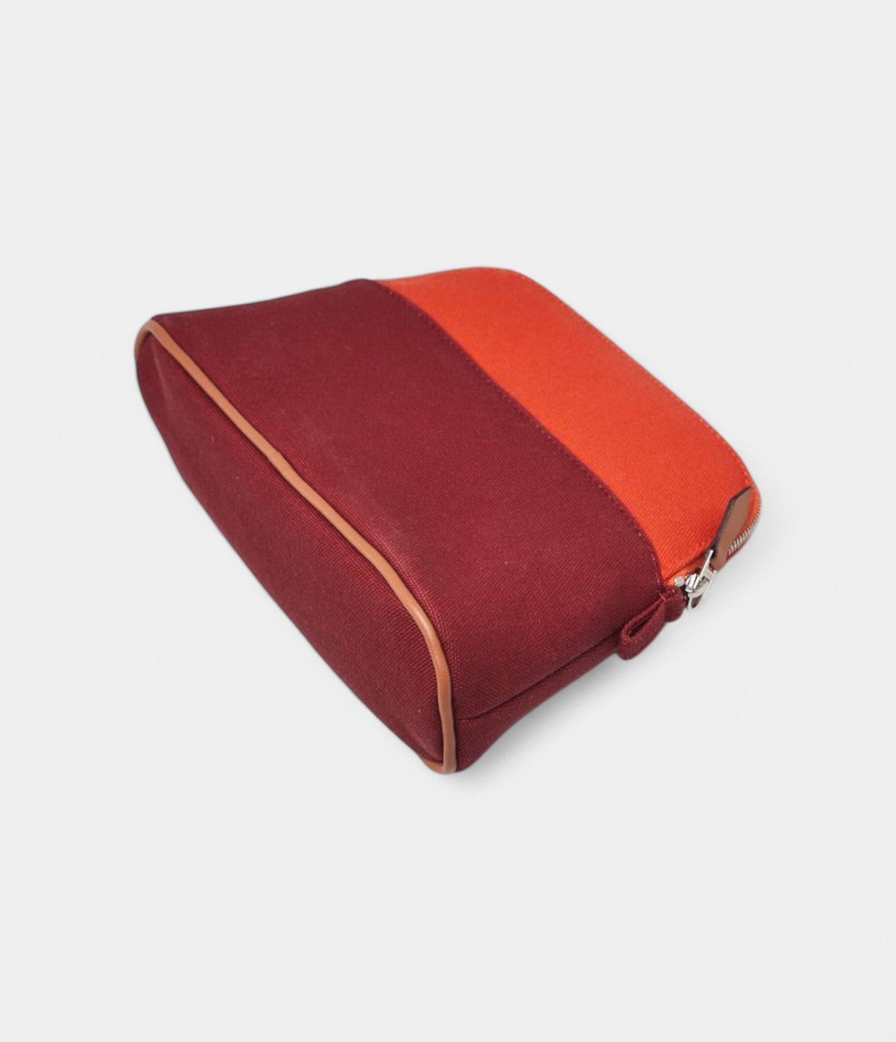 HMBolide Small Travel Case in Orange Cotton Canvas with Red Accents