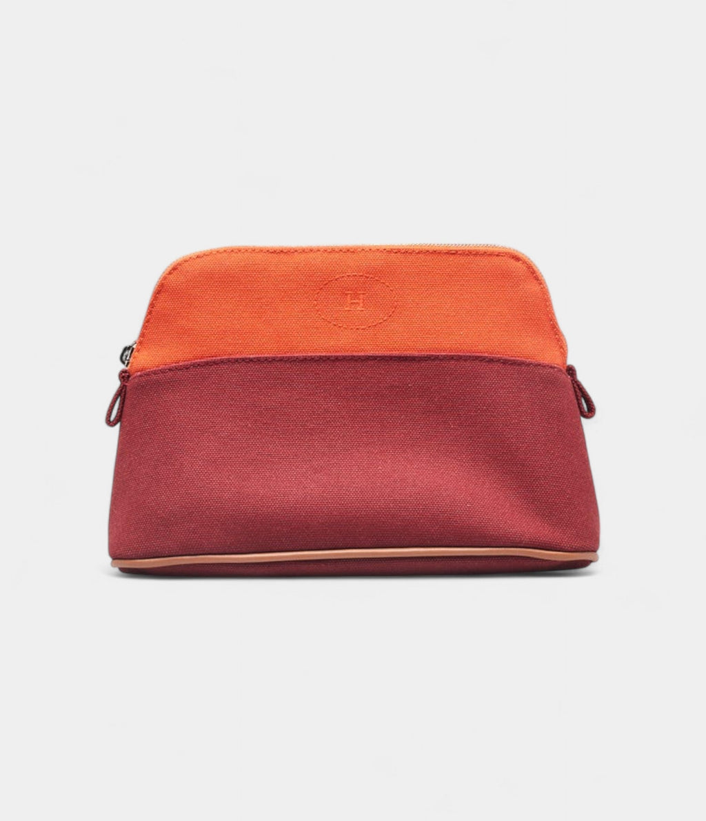 HMBolide Small Travel Case in Orange Cotton Canvas with Red Accents