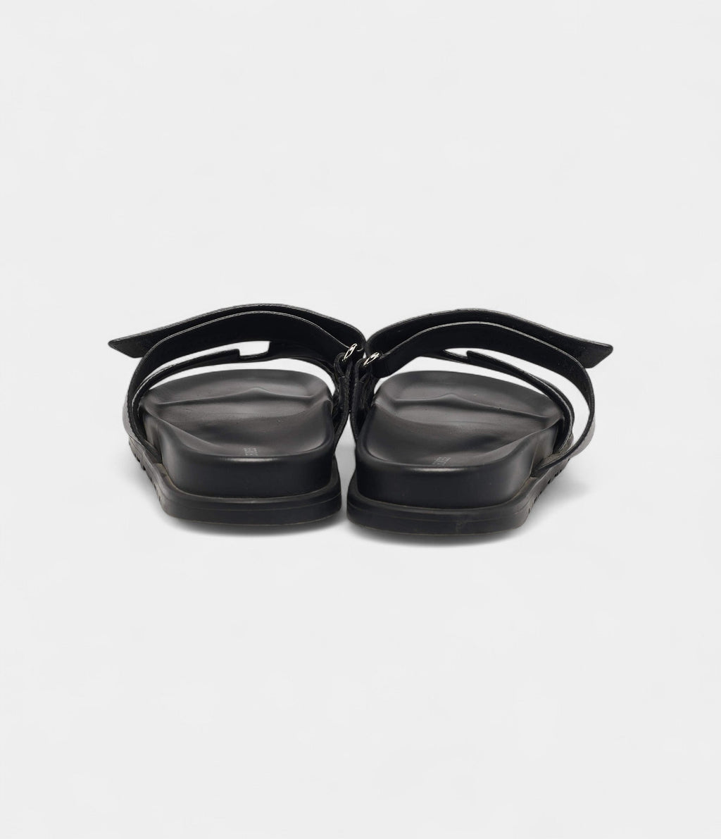 Hermes Brown/Black Canvas and Leather Chypre Sandals 41.5 EU