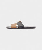 Hermes Brown/Black Leather Izmir Flat Slides 43 EU