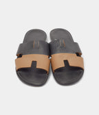 Hermes Brown/Black Leather Izmir Flat Slides 43 EU