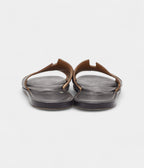 Hermes Brown/Black Leather Izmir Flat Slides 43 EU