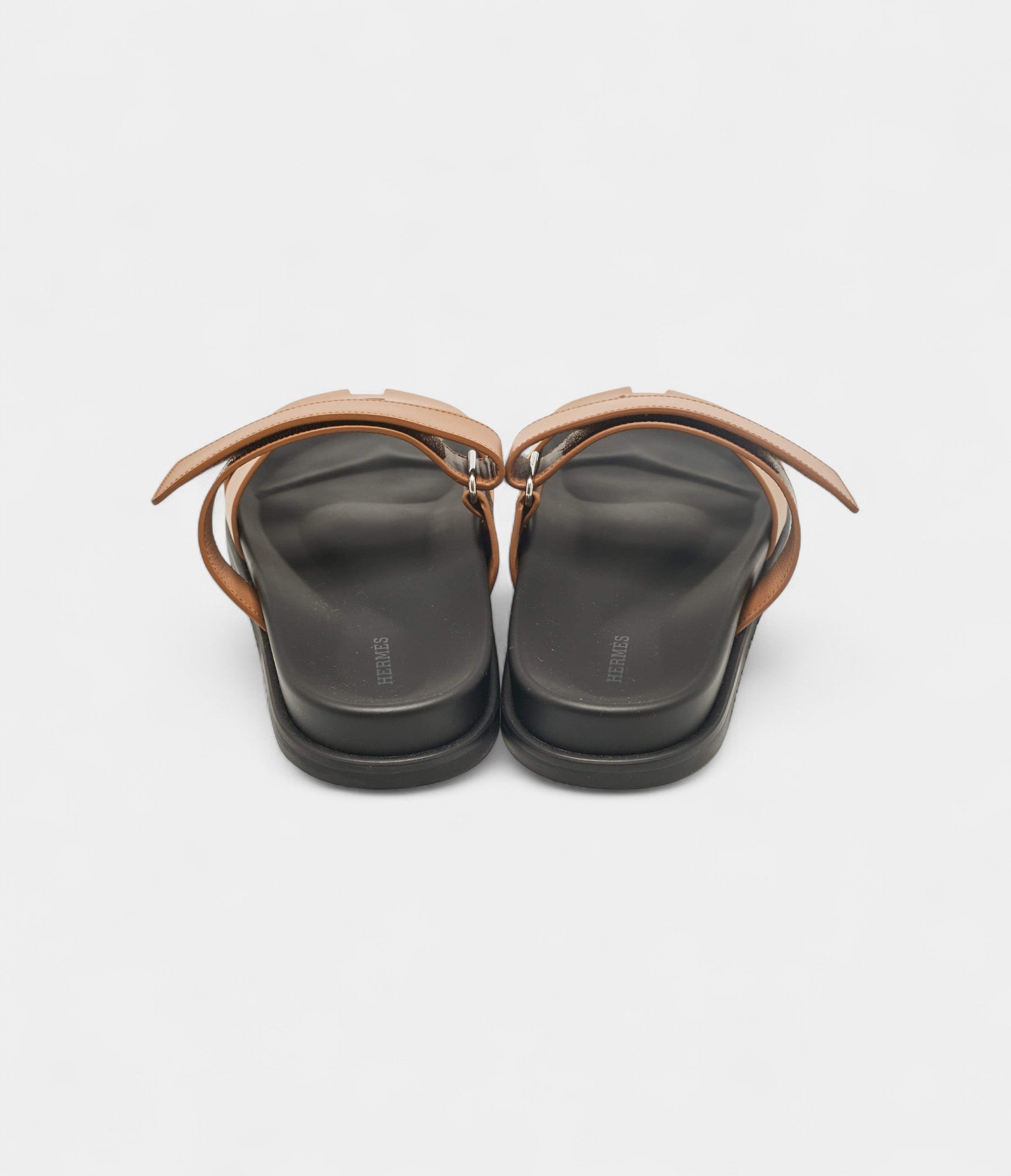Hermes Brown Leather Chypre Flat Sandals 45 EU