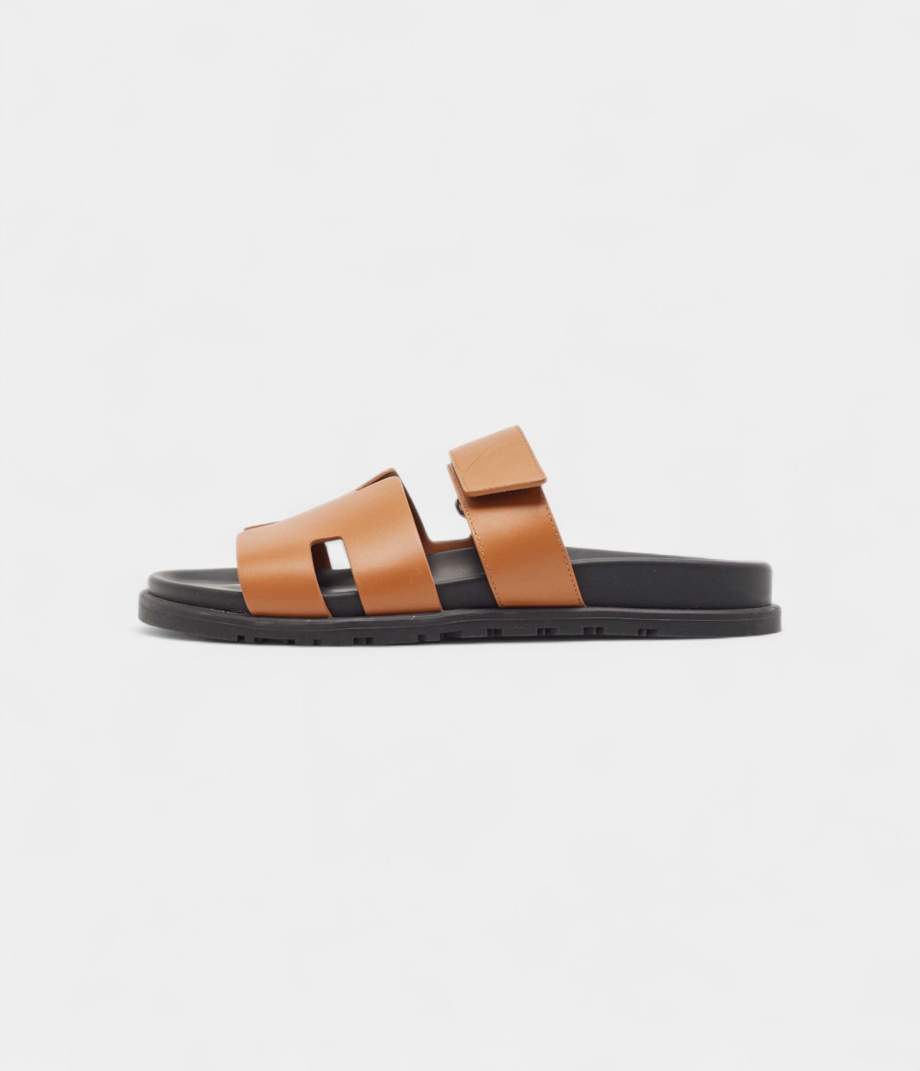 Hermes Brown Leather Chypre Flat Slides 41 EU