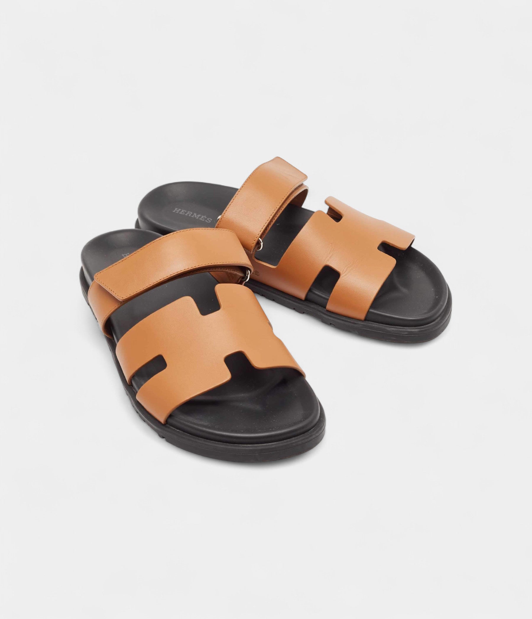 Hermes Brown Leather Chypre Flat Slides 41 EU