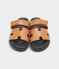 Hermes Brown Leather Chypre Flat Slides 41 EU