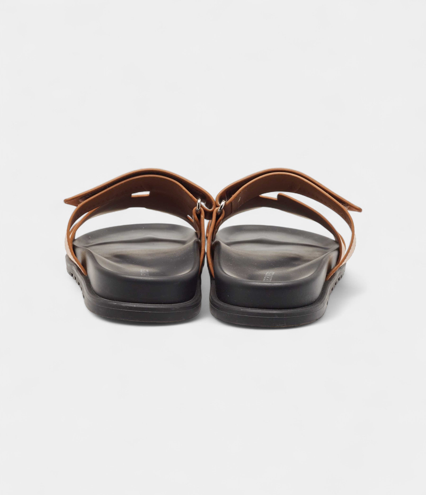 Hermes Brown Leather Chypre Flat Slides 41 EU