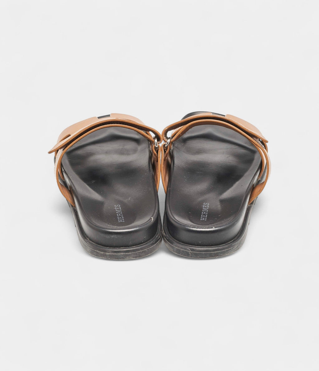 Hermes Brown Leather Chypre Sandals 42 EU