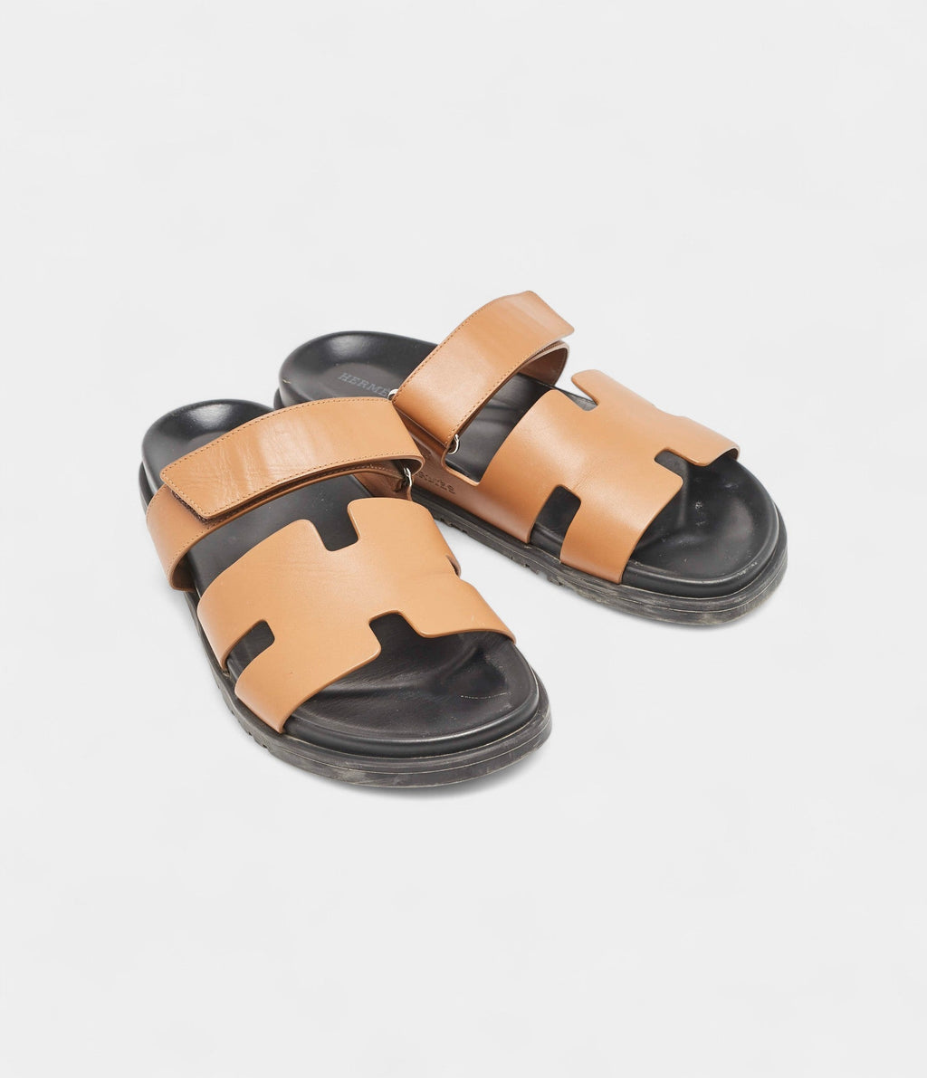 Hermes Brown Leather Chypre Sandals 42 EU