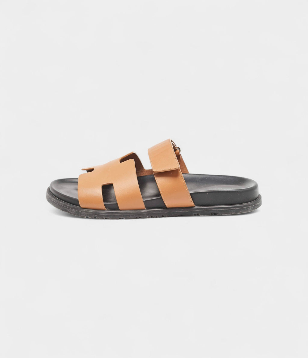 Hermes Brown Leather Chypre Sandals 42 EU