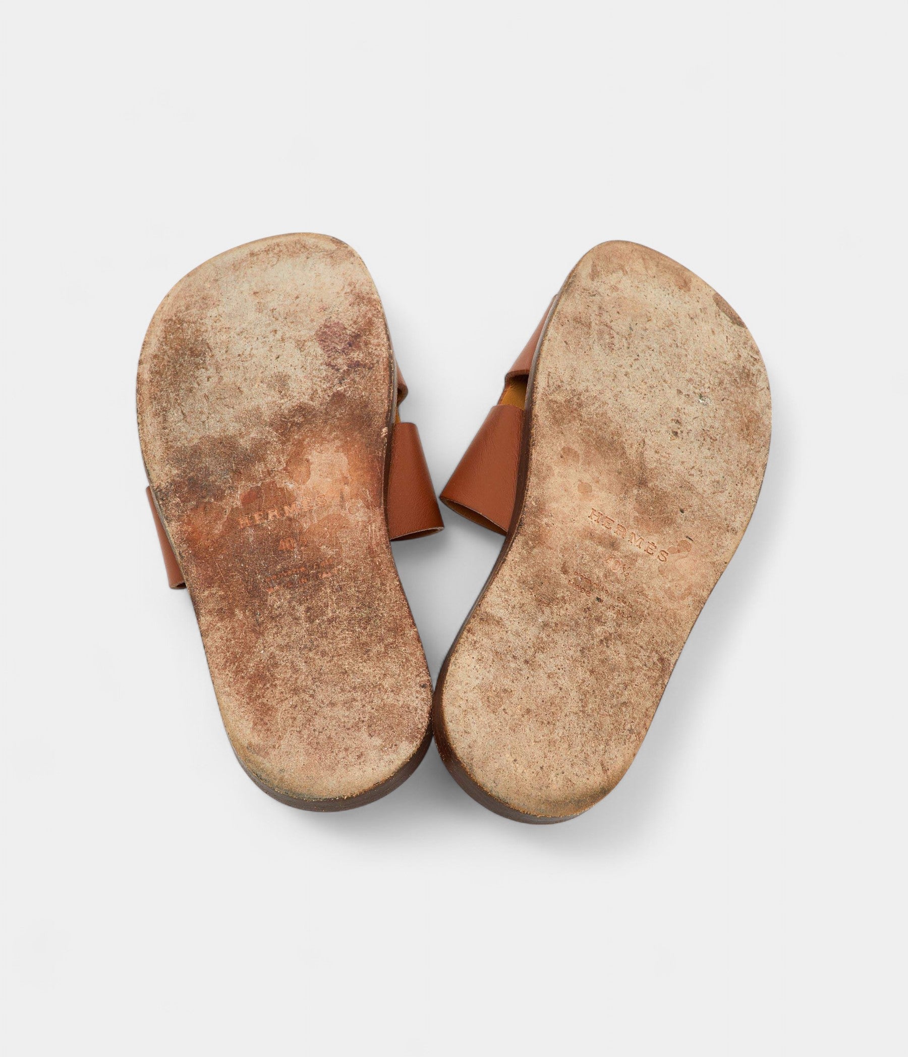 Hermes Brown Leather Izmir Flat Sandals 40.5 EU