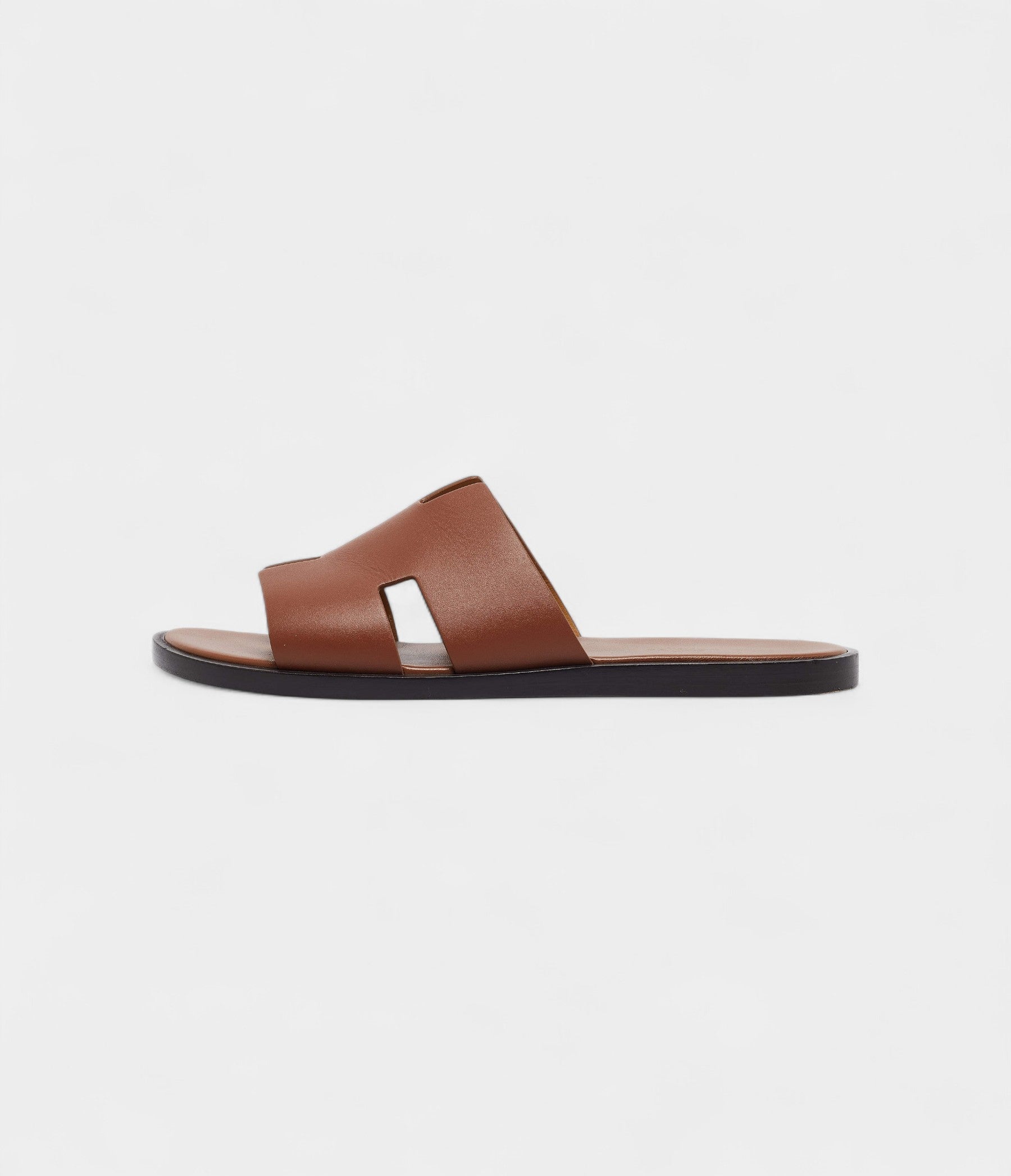 Hermes Brown Leather Izmir Slides 43 EU