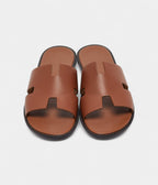 Hermes Brown Leather Izmir Slides 43 EU