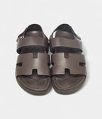 Hermes Brown Leather Takara Slide Slingback Sandals 43 EU