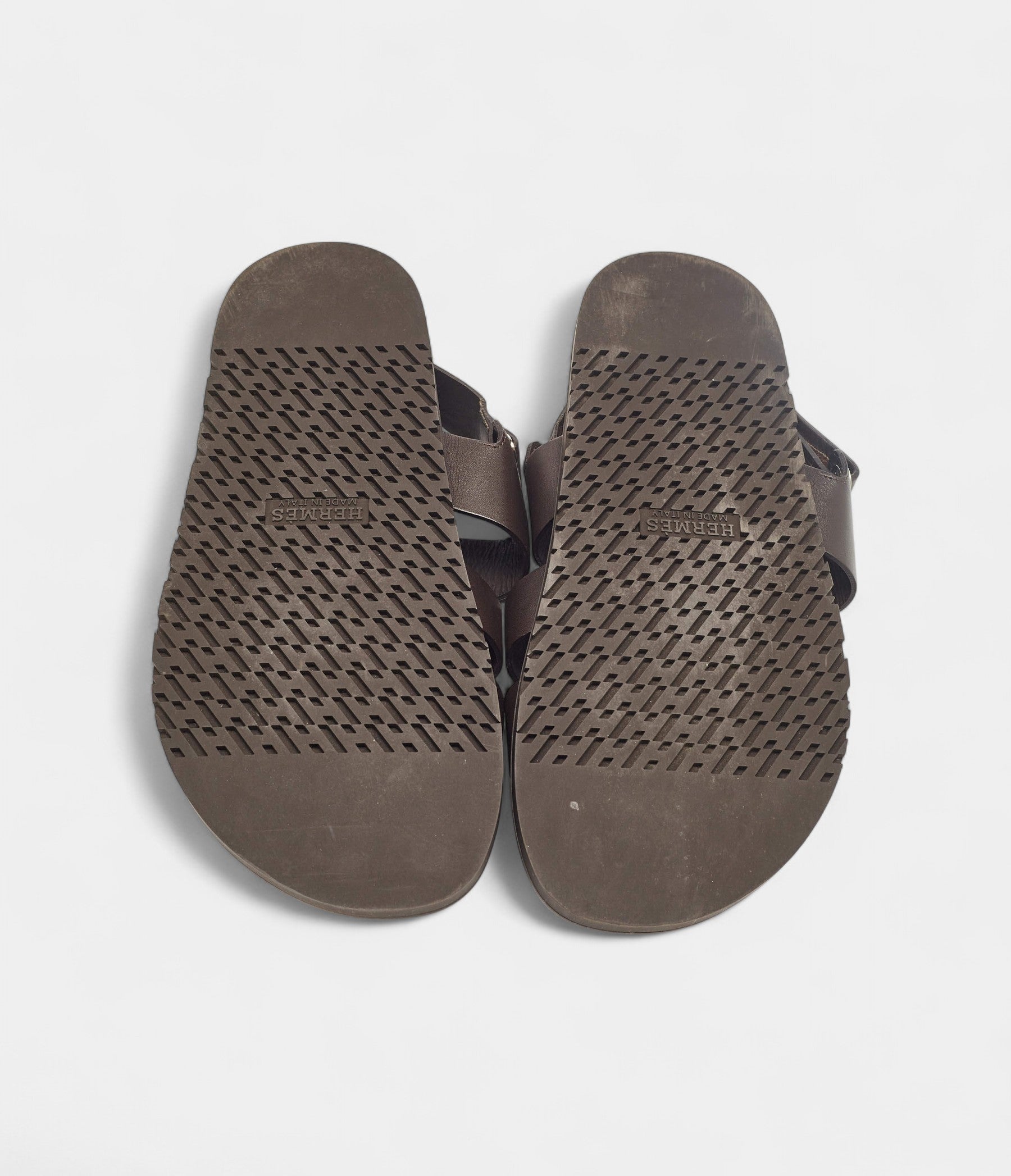 Hermes Brown Leather Takara Slide Slingback Sandals 43 EU
