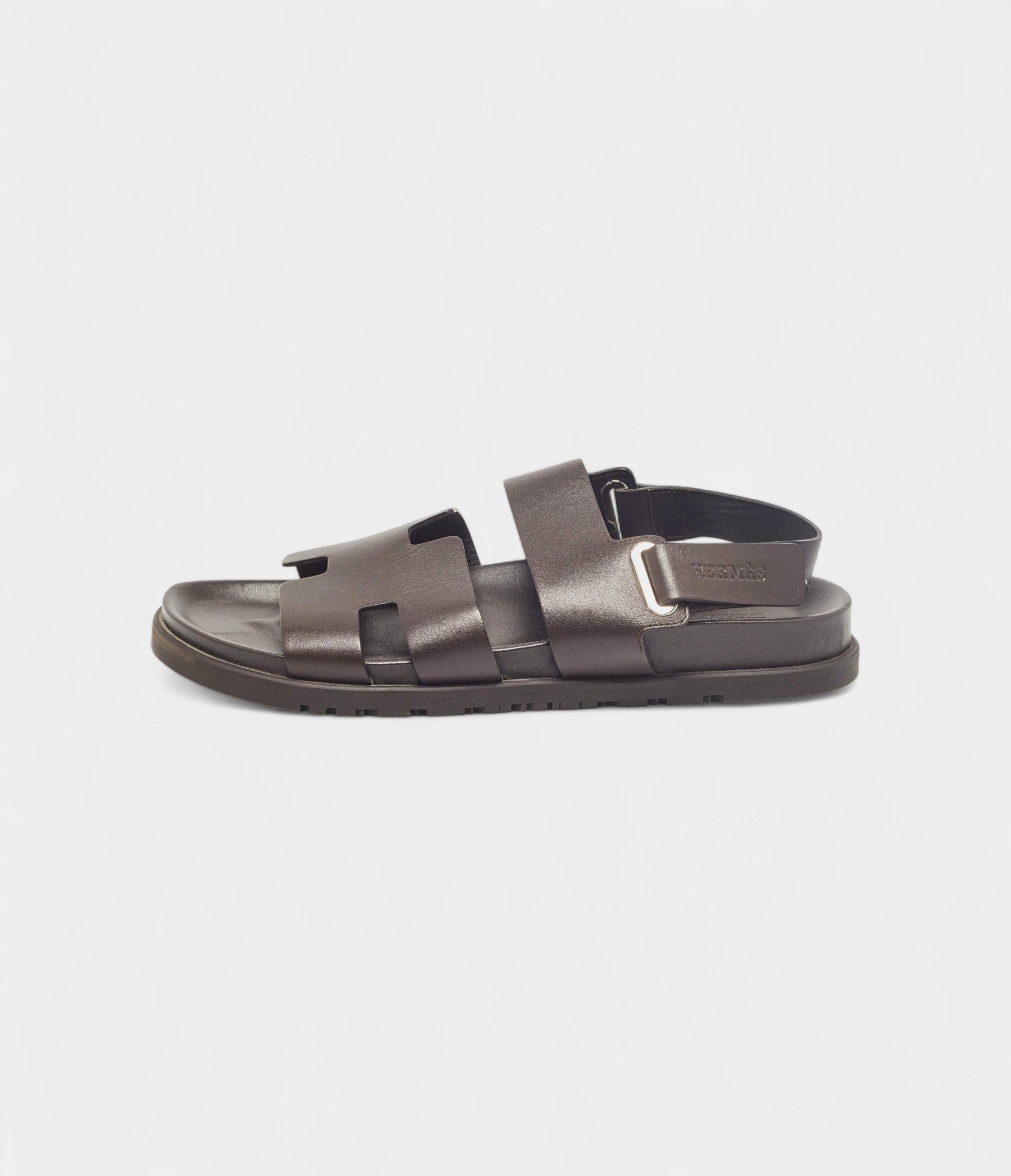 Hermes Brown Leather Takara Slide Slingback Sandals 43 EU