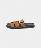 Hermes Brown Suede Chypre Sandals 45.5 EU