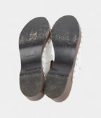 HMCarlotta White Leather Mules with Studded Wooden Platform and Palladium Hardware