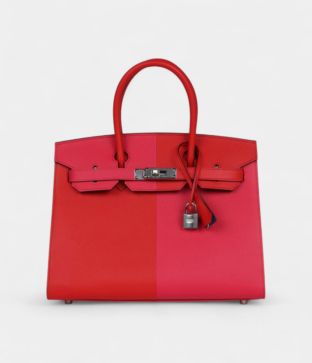 HMCasaque BK Sellier 30 Rouge De Coeur and Rose Extreme Epsom Palladium Hardware