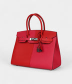 HMCasaque BK Sellier 30 Rouge De Coeur and Rose Extreme Epsom Palladium Hardware