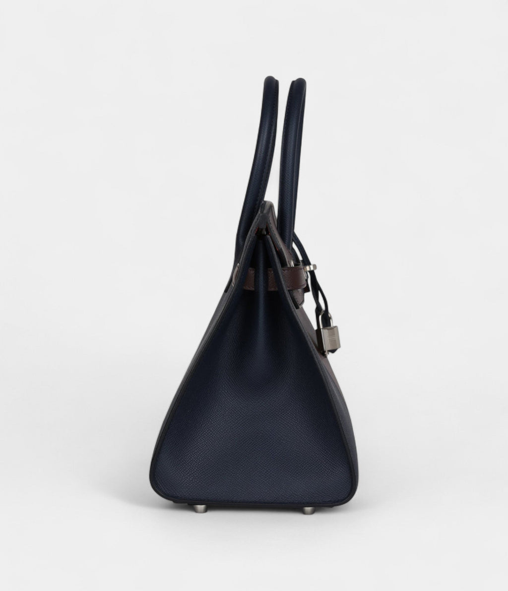 HMCasaque BK Sellier 30 Rouge Sellier and Bleu Indigo Epsom Palladium Hardware
