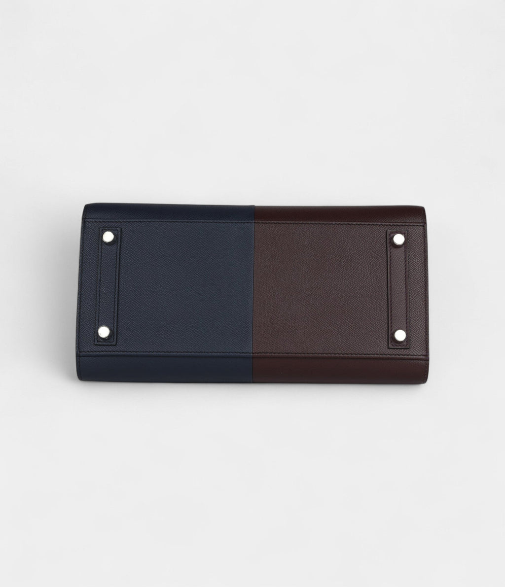 HMCasaque BK Sellier 30 Rouge Sellier and Bleu Indigo Epsom Palladium Hardware