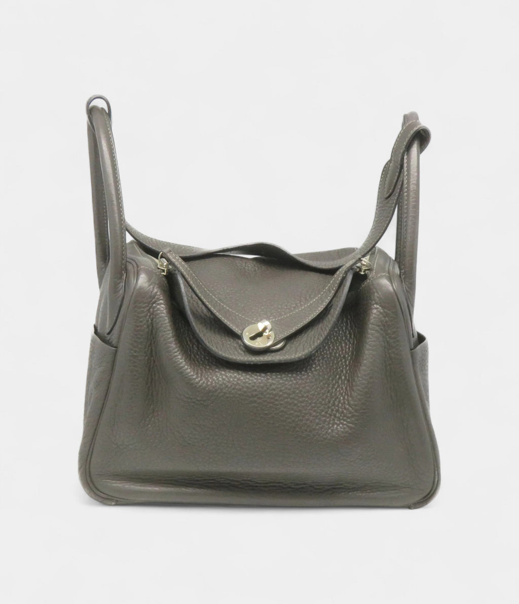 Hermes Clemence Leather Lindy 30 Shoulder Bag Silver Buckle Shoulder Bag